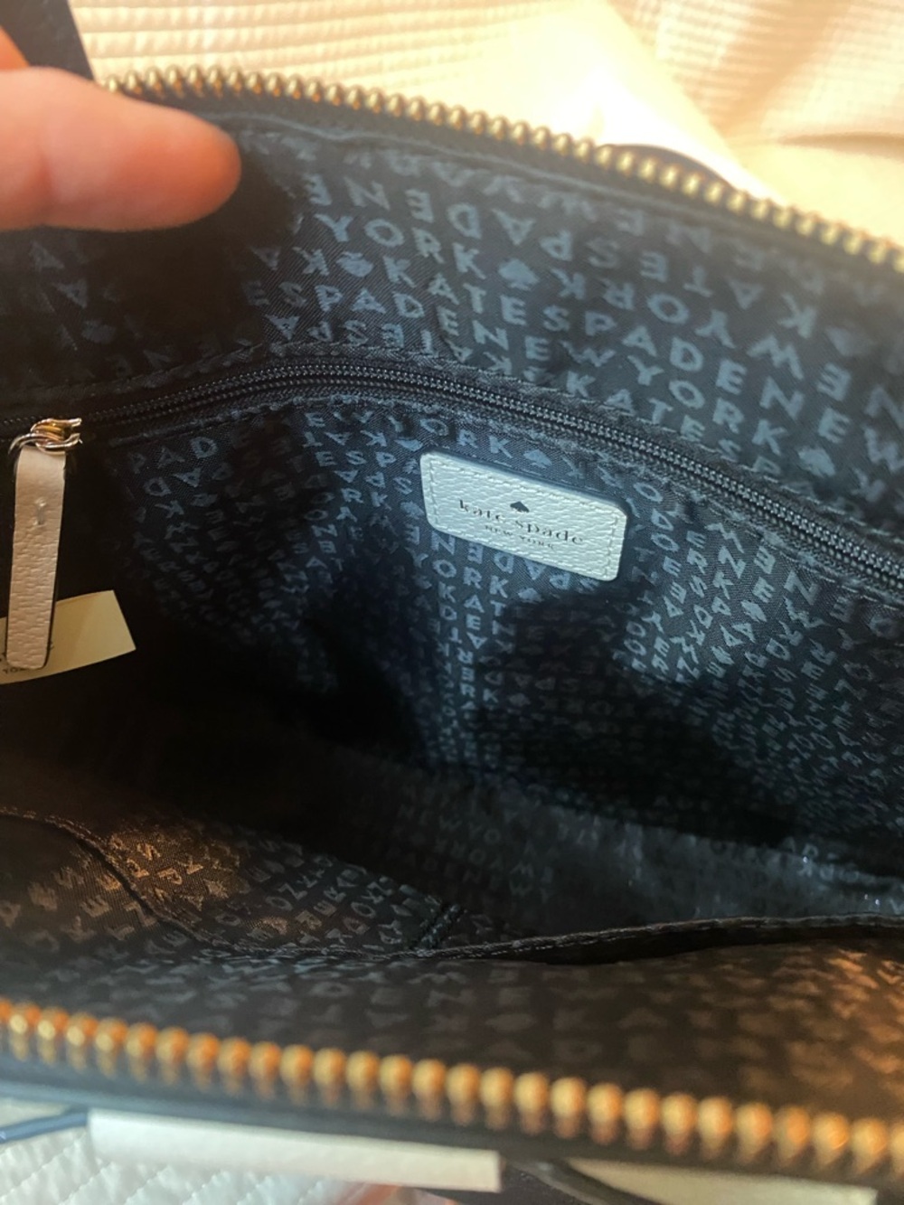 Kate Spade black satchel with white bow accent. Beautiful! - Picture 5 of 11